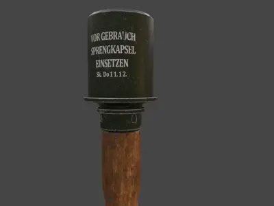 WWII - m24 Stielhandgranate Low-poly 3D model