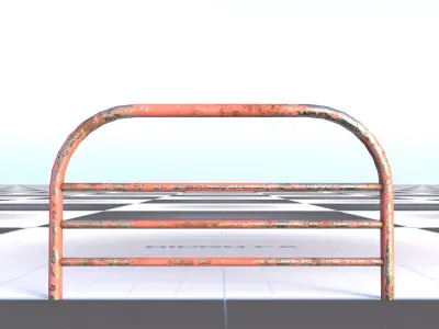 Industrial Metal Safety Railing Rusted Free 3D model