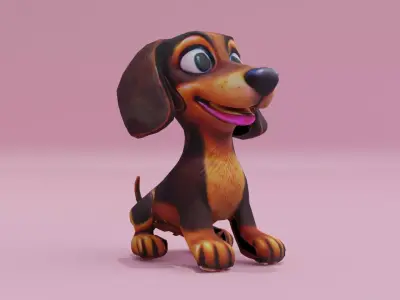 Dachshund Cute Puppy Low High Poly  Low-poly 3D model