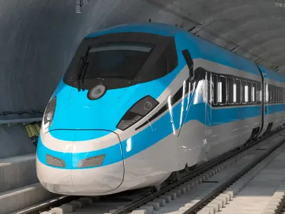  Railway Tunnel Section with Train 