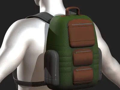 Backpack bag baggage Color 3d low poly Low-poly  Low-poly 3D model