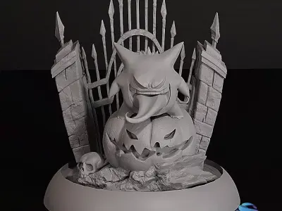 Gengar Pokemon Halloween Diorama- Multi-part 3D Printable STL 3D print model