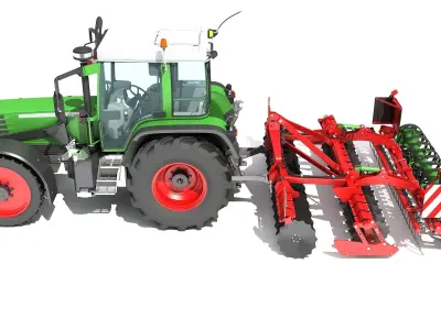 Tractor with Disc Harrow 3D model buy