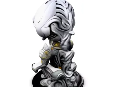 SciFi Alien Meditation Figurine Low-poly 3D model