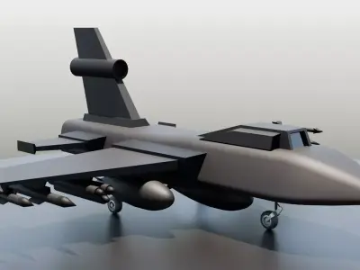 Low Poly Supersonic Fighter Jet with Missiles  Military Aircraft Low-poly 3D model