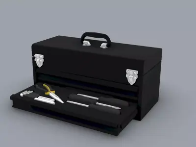 Toolbox With Tools Low-poly 3D model
