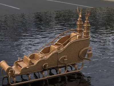 Snow sleigh of Santa Claus ornate 3D model