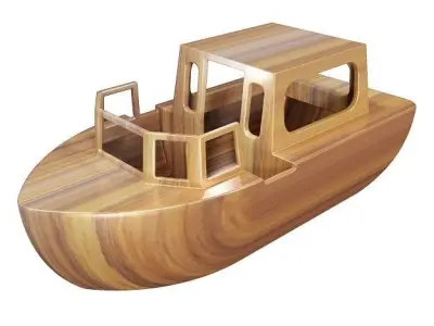 Wooden Tourist Boat Toy Low-poly 3D model