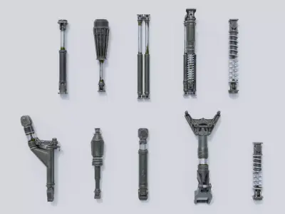 Shock absorbers Low-poly 3D model
