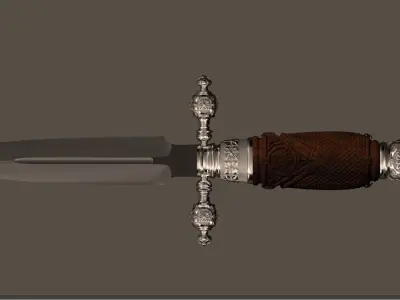 A delicate antique dagger knife 3D model