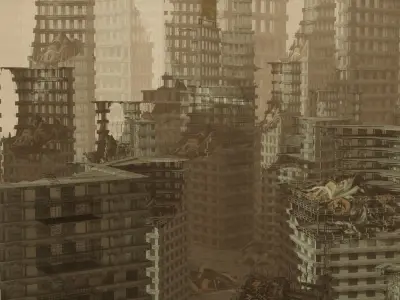 Apocalyptic City Free low-poly 3D model