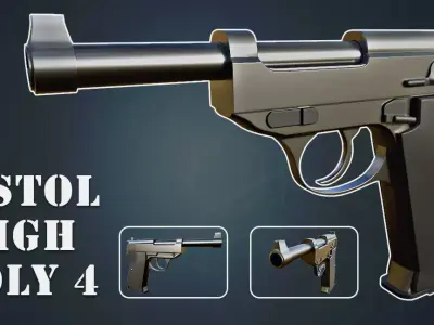 Pistol High Poly 4 Free low-poly 3D model
