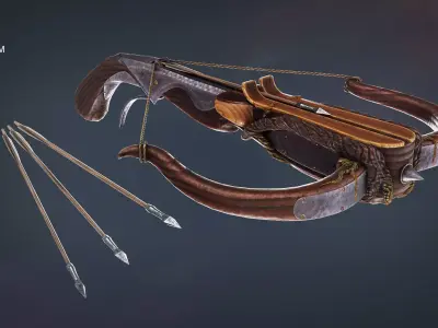 Fantasy Crossbow Low-poly 3D model