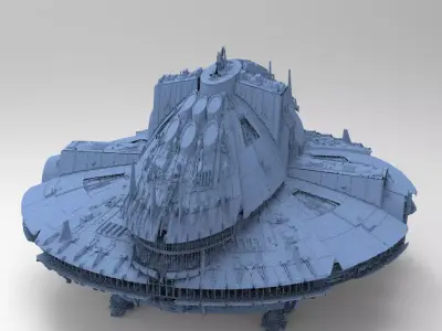 Sci-Fi Shuttle launcher moon base 6 3D model