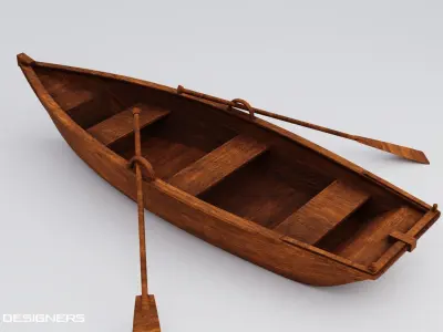 Wooden Boat Low Poly PBR 3D Model Low-poly 3D model