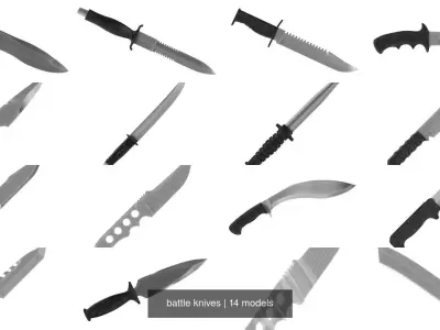 battle knifes set1 3D Model Pack