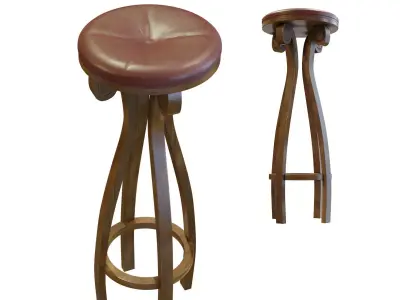 Vintage Bar Seat Stool Classic Style with PBR options  Low-poly 3D model