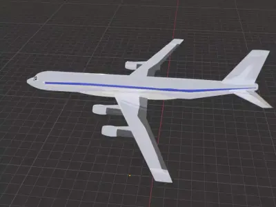 Fictional Quad Engine 1950s Jetliner DC-8-62 Inspired Low-poly 3D model