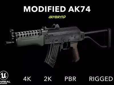 GAME READY MODIFIED AK74 PBR RIGGED Low-poly 3D model