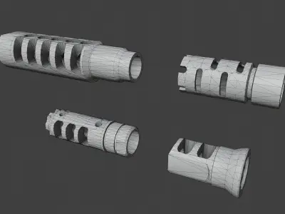 Muzzle Brakes Free low-poly 3D model