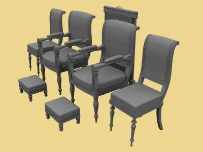 18th century furniture Low-poly 3D model