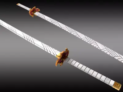 Demon Slayer Rengoku Kyojuro Nichirin Sword Low-poly 3D model