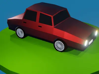 Cartoon Low Poly Car 01 - Hatchback Low-poly 3D model Free low-poly 3D model