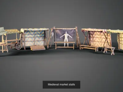 Medieval market props 3D Model Pack