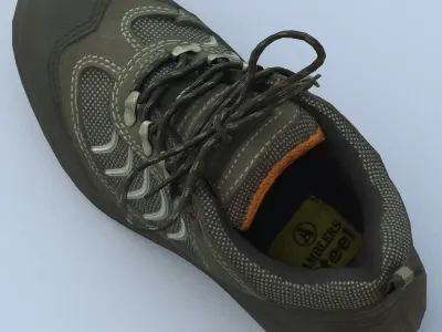 Sneaker Low Poly athletic shoe with orange laces Low-poly 3D model