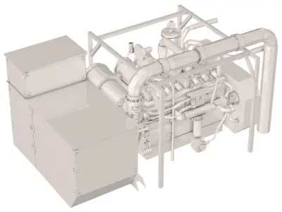 Engine Model Low Poly diesel 3D model