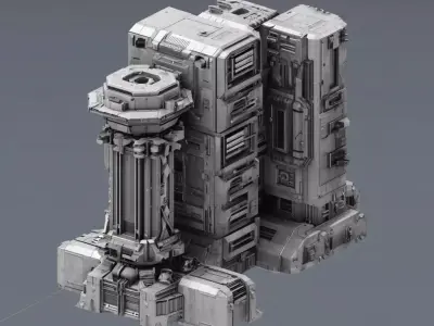 scifi props kitbash set 1 - 16 items 3D model