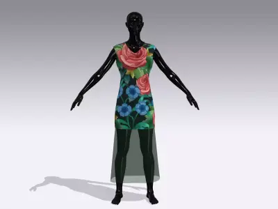 Female Cloth Dress Low-poly 3D model