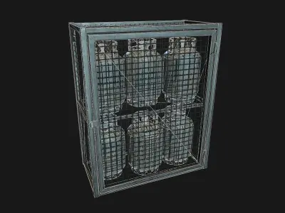 Low Poly PBR 19kg Gas Bottle with Storage Cage Low-poly 3D model