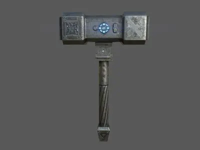 Futuristic Hammer - Cyber Maul Low-poly 3D model