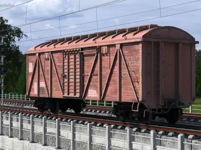 Worn Cargo Wagon Red 3D model
