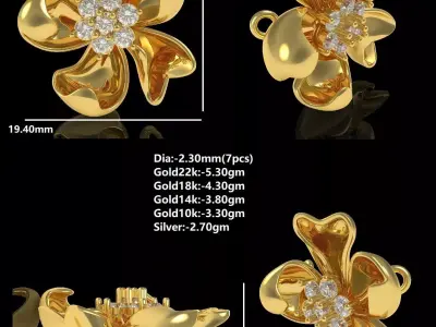 Flower Pendant 3D print model 7