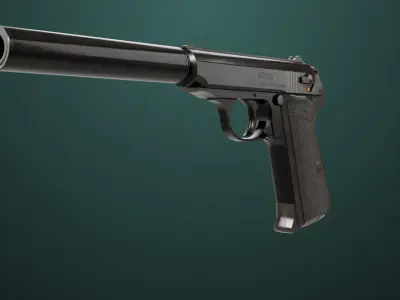 Pistol 05 Black Generic All PBR Unity UE Textures Included Low-poly 3D model