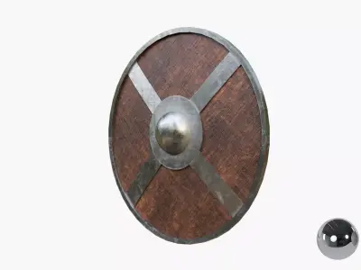 Medival Round Woden Shield Low-poly 3D model