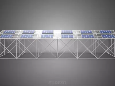 PHOTOVOLTAIC SOLAR PANEL ROOF TOP GREENHOUSE GLASSHOUSE HOTHOUSE 3D model