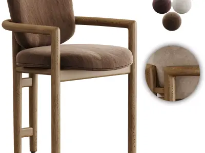 Macayle Modern Classic Beige Performance Upholstered Brown Oak  3D model