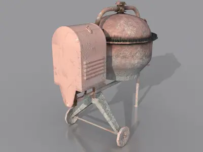 Worn Concrete Mixer low poly Low-poly 3D model