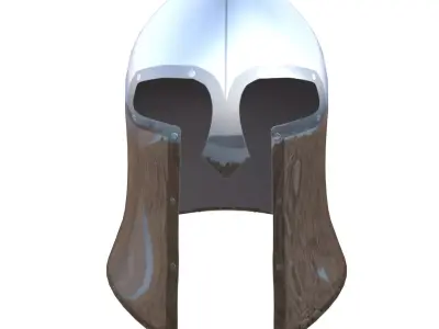 Low Poly Medieval Great Helm Knight Helmet PBR 3D Model Low-poly 3D model