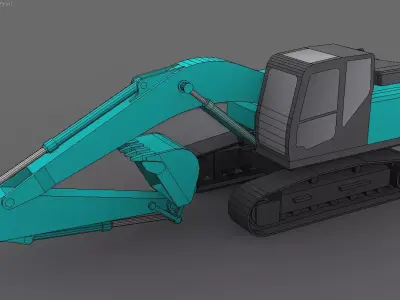 Excavator Kobelco SK200 crawler Low-poly 3D model