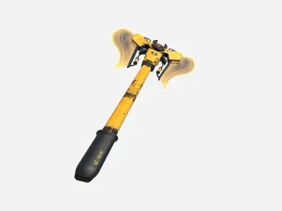 SciFi War Axe B08 Yellow - Sci Fi Weapon Design Low-poly 3D model