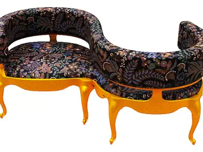Antique courting chair Low-poly 3D model buy