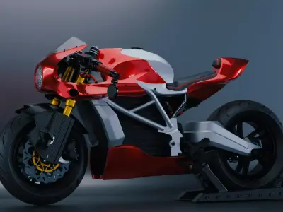 Red Racing Bike 3D model