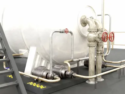 Steam Boiler Refinery Industrial 3D model