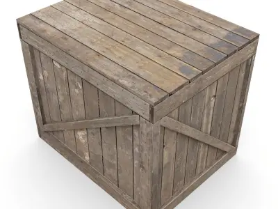 Wooden box Low-poly 3D model