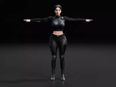 Tactical Female Soldier Character Rigged Low-poly 3D model