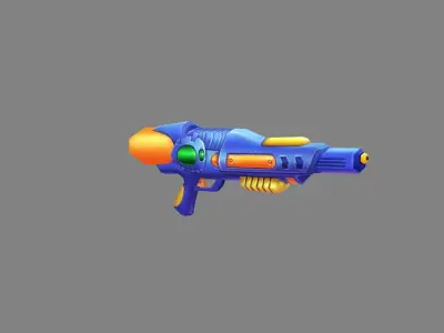 Cartoon toy water gun - blue plastic pistol Low-poly 3D model